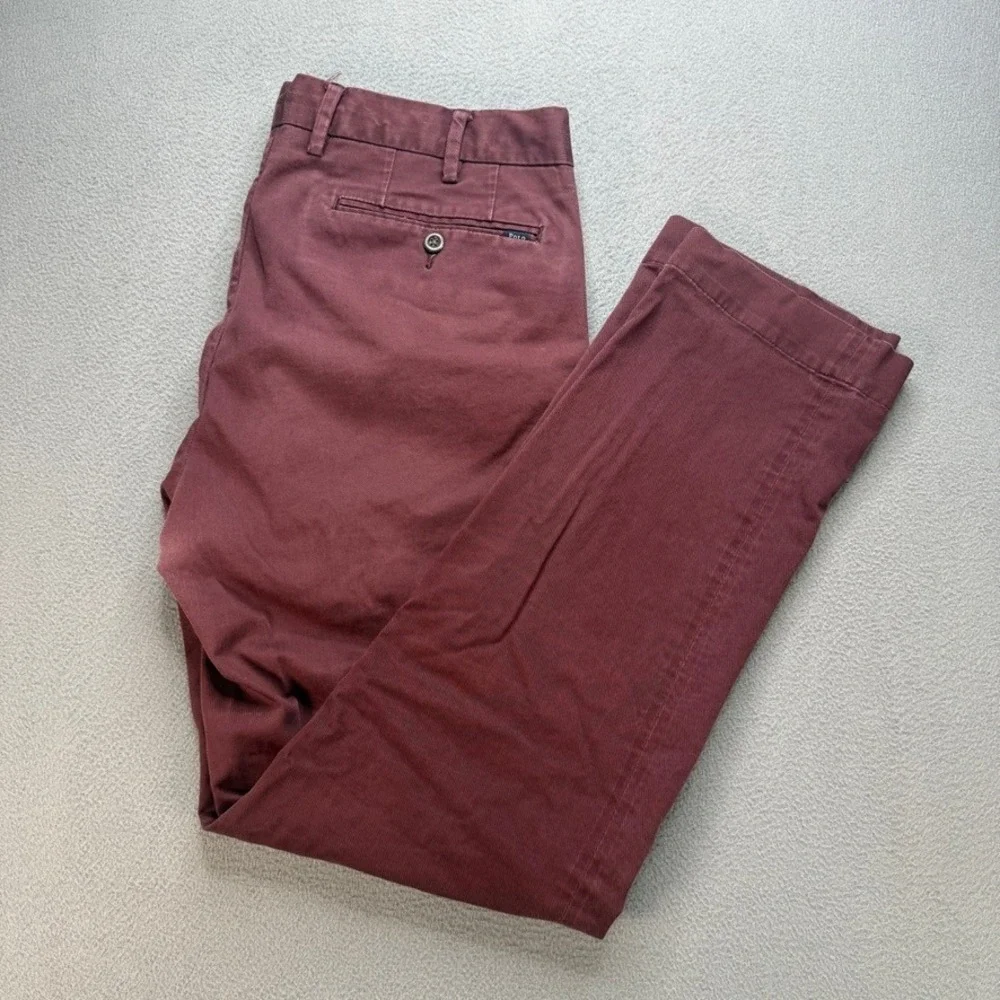 Polo Ralph Lauren Pants Chino Stretch Slim Fit 32 (FIT 32x28) Burgundy Preppy